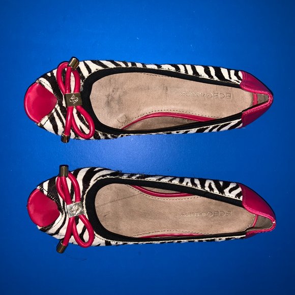 BCBGeneration Zebra Stripe Pink Ballerina Flats Size 6 - Picture 3 of 4